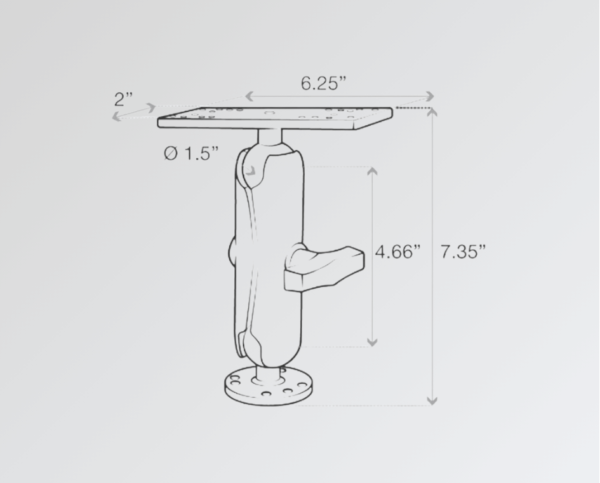 suporte universal para sonar ram mounts medidas